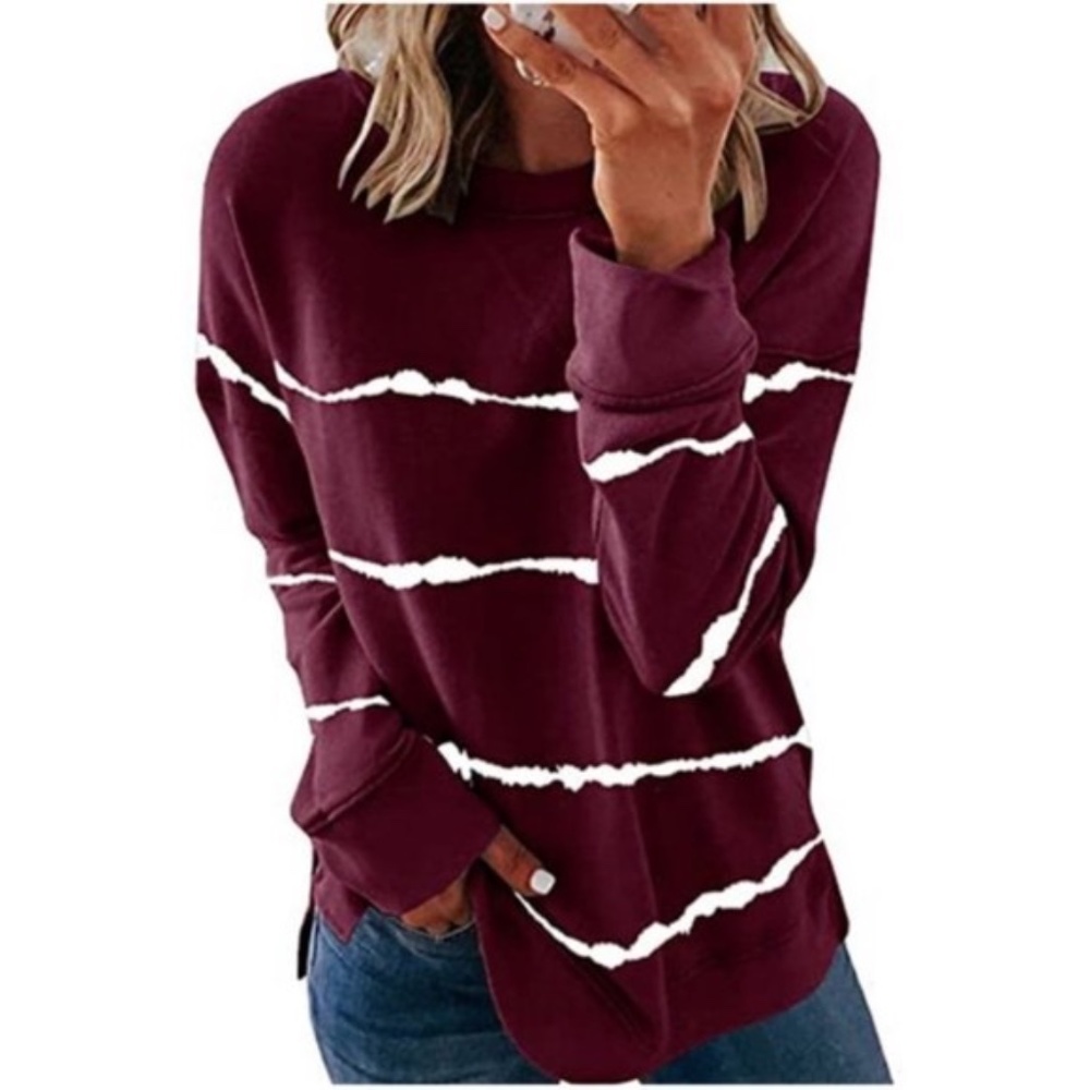Striped long sleeve knit top - White mix - Picture 3 of 3